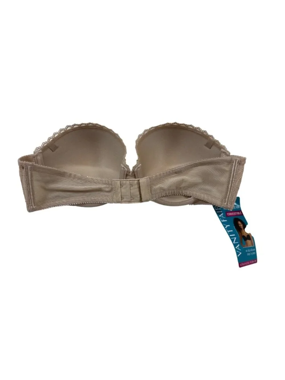 NWT Vanity Fair Convertible Strapless Gel Touch Push-Up Bra 36B Beige (M695)
